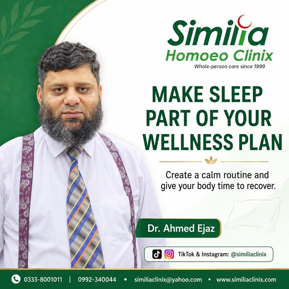 Wellness post by Dr. Ahmed Ejaz: Make sleep part of your wellness plan. Create a calm routine and give your body time to recover.